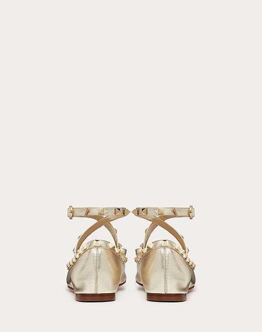 Valentino Rockstud Laminated Nappa Leather Ballerina | Ballerinas