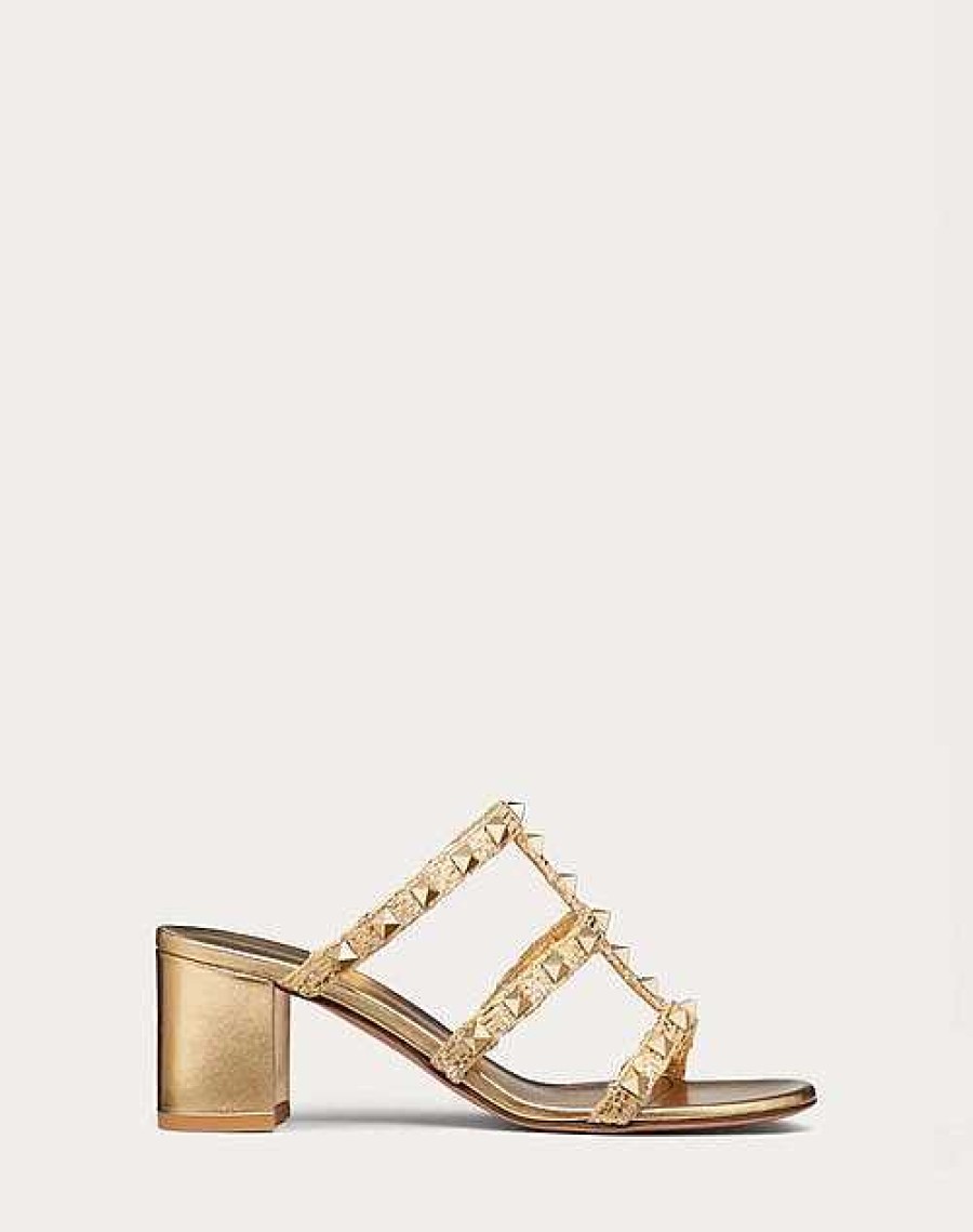 Valentino Rockstud Raffia Slide Sandal 60Mm | Sandals