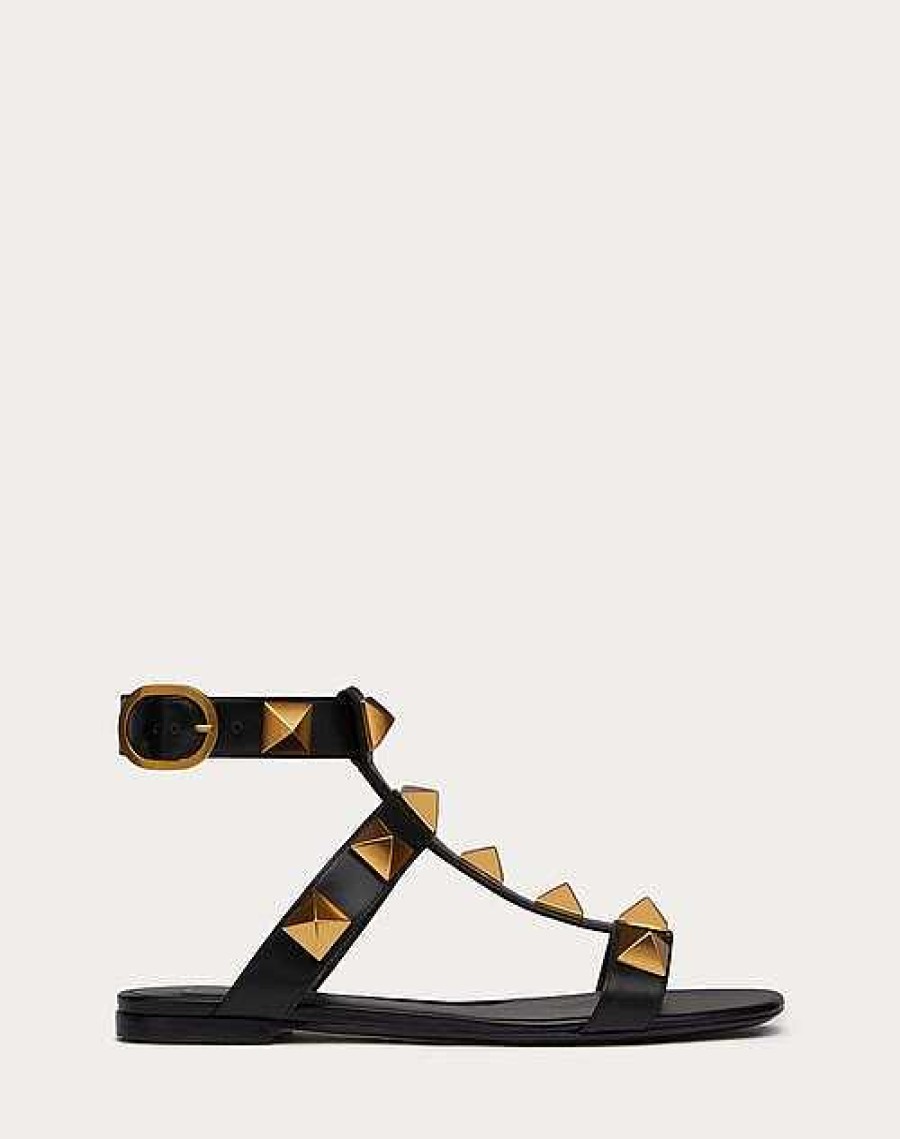 Valentino Roman Stud Flat Calfskin Sandal | Sandals