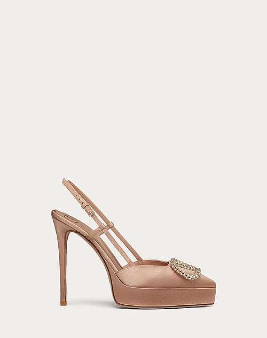 Valentino Vlogo Signature Satin Slingback Platform Pump 120Mm | Pumps