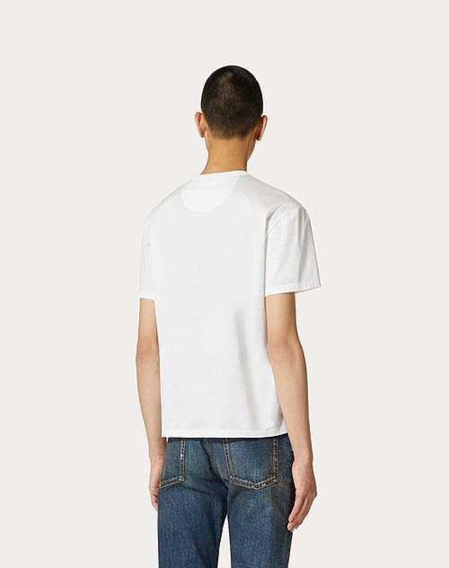 Valentino Cotton T-Shirt With Inlaid V Detail | T-Shirts And Sweatshirts