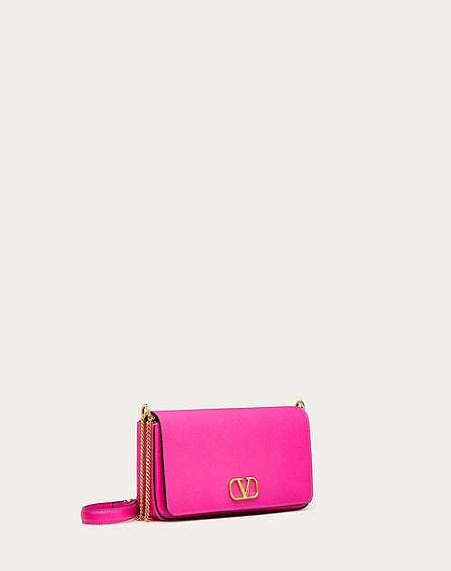 Valentino Vlogo Signature Grainy Calfskin Pouch With Chain | Mini Bags