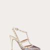 Valentino Rockstud Pump With Sequin Embroidery And Straps 100Mm | Pumps