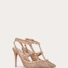 Valentino Rockstud Mesh Pump With Crystals And Straps 100Mm | Pumps