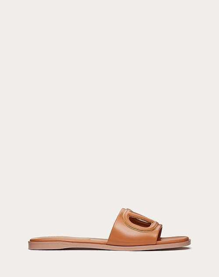 Valentino Vlogo Cut-Out Calfskin Slide Sandal | Slides And Thongs