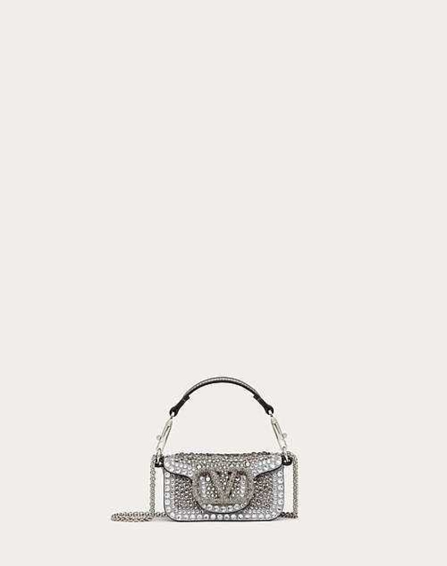 Valentino Micro Valentino Garavani Loco Chain Bag With Rhinestones | Shoulder Bags