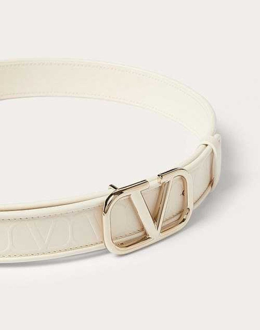 Valentino Valentino Garavani Leather Toile Iconographe Calfskin Belt 30 Mm | Belts