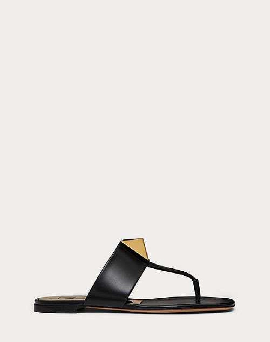 Valentino One Stud Calfskin Flat Thong Sandal | Slides And Thongs