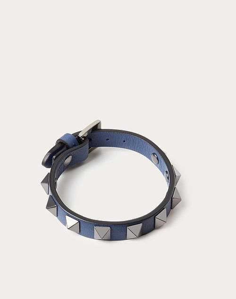 Valentino Rockstud Leather Bracelet With Ruthenium Studs | Jewelry