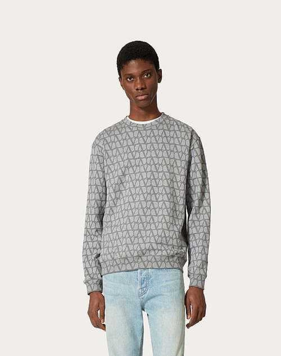 Valentino Cotton Crewneck Sweatshirt With Toile Iconographe Print | T-Shirts And Sweatshirts