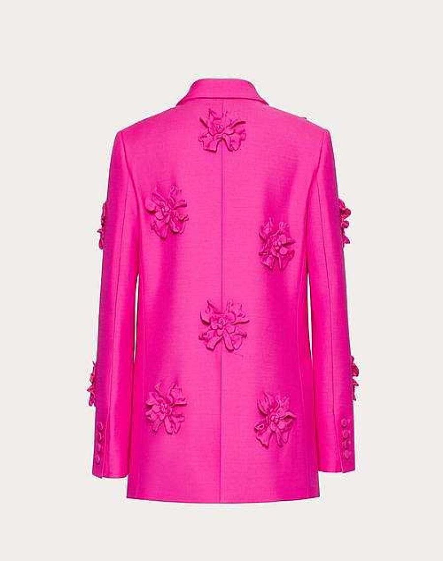 Valentino Crepe Couture Blazer With Floral Embroidery | Jackets And Blazers