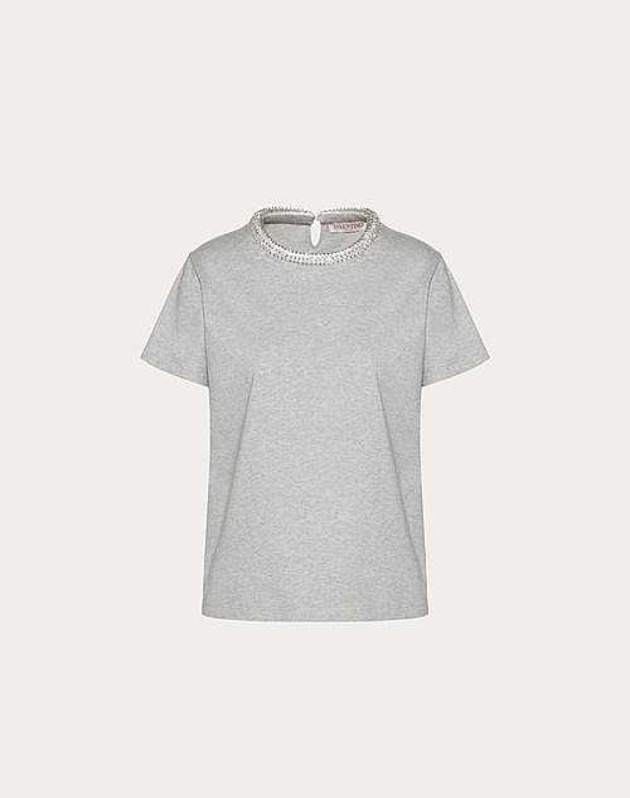 Valentino Embroidered Jersey T-Shirt | T-Shirts And Sweatshirts