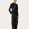 Valentino Long-Sleeve Cashmere And Silk Polo Shirt With Vlogo Signature Embroidery | Knitwear