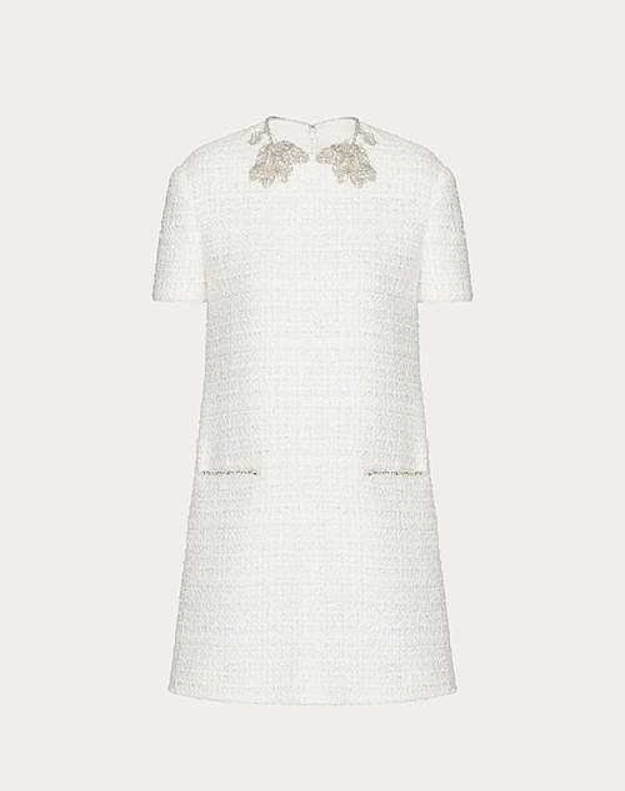 Valentino Embroidered Glaze Tweed Short Dress | Dresses