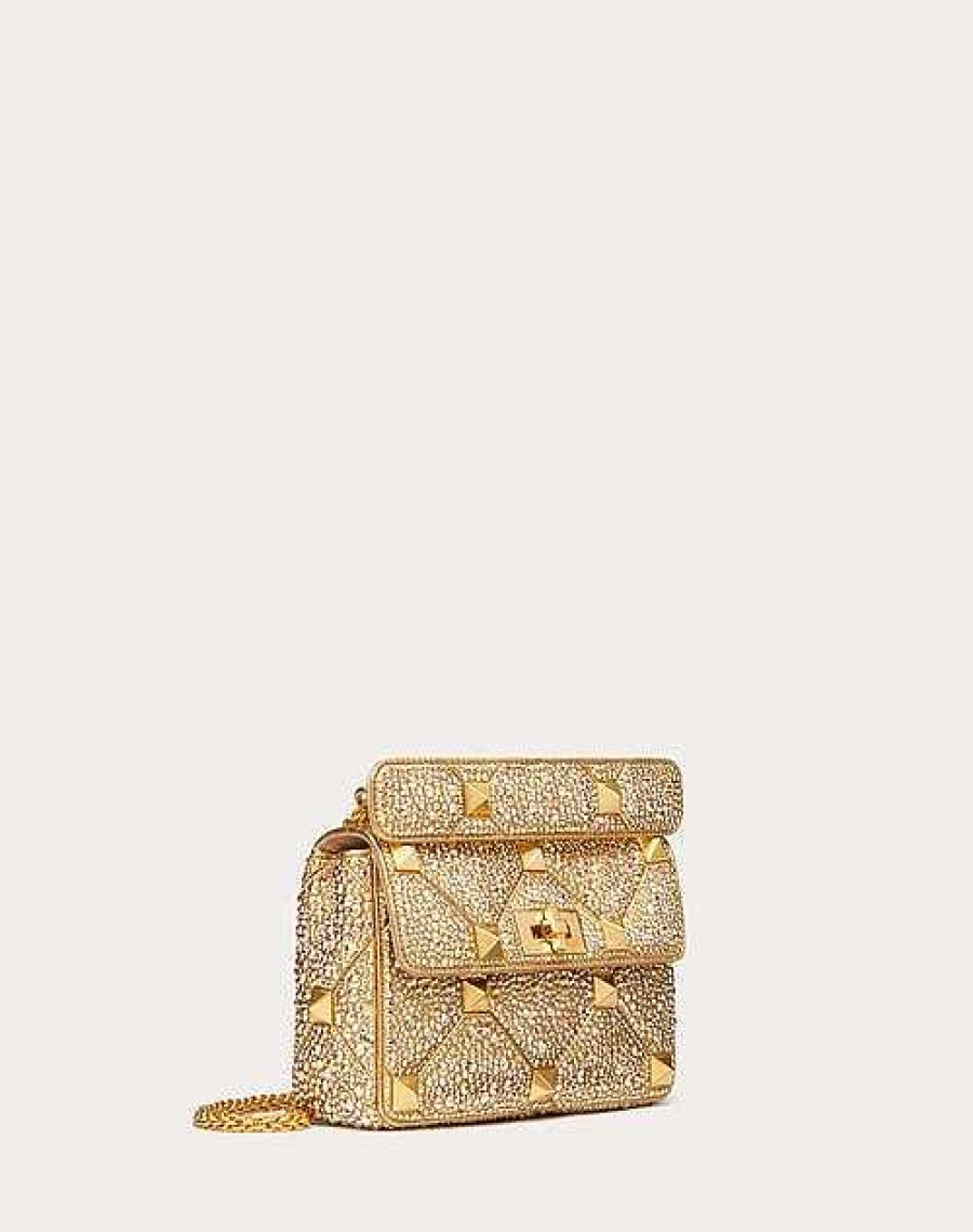 Valentino Roman Stud Medium Bag With Chain And Rhinestones | Shoulder Bags