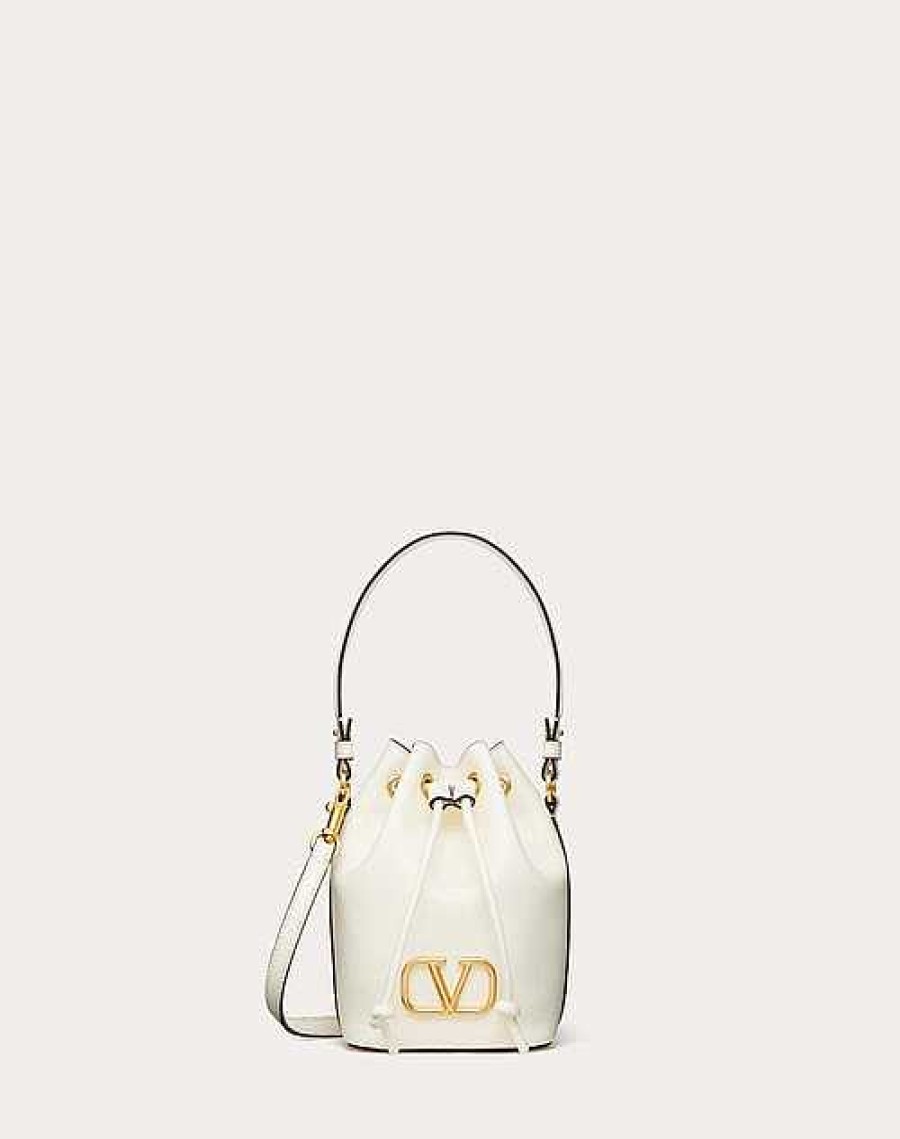 Valentino Mini Vlogo Signature Bucket Bag In Nappa Leather | Shoulder Bags