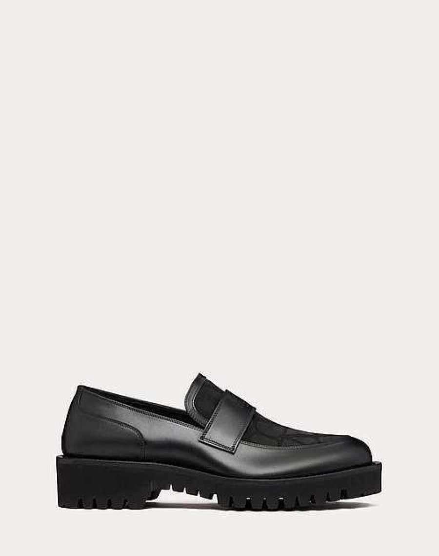 Valentino Loafer In Toile Iconographe Technical Fabric And Calfskin | Lace-Ups And Loafers