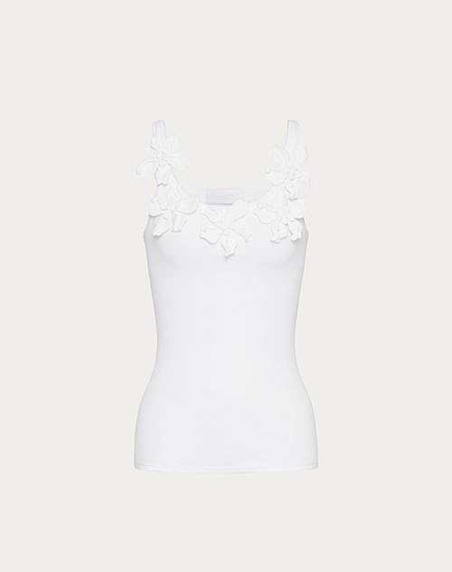 Valentino Embroidered Cotton Jersey Top | T-Shirts And Sweatshirts