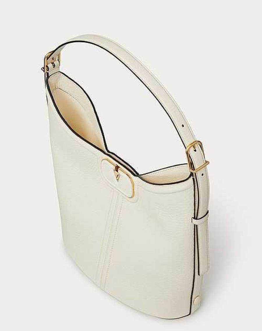 Valentino Vlogo Leather Hobo Bag In Grainy Calfskin | Shoulder Bags