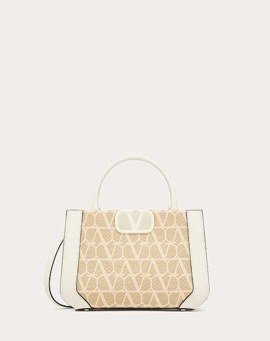 Valentino Toile Iconographe Small Raffia Shopping Bag | Totes