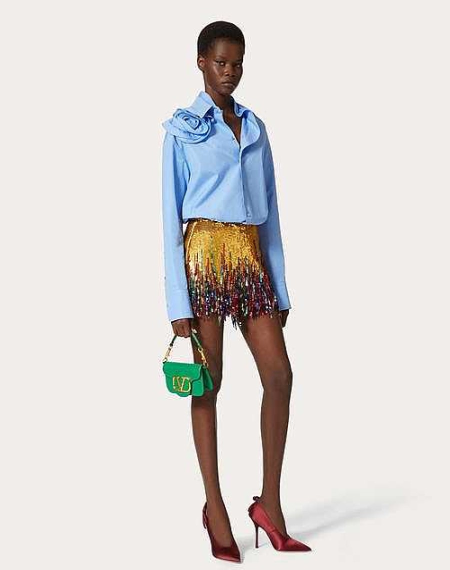 Valentino Embroidered Organza Shorts | Skirts