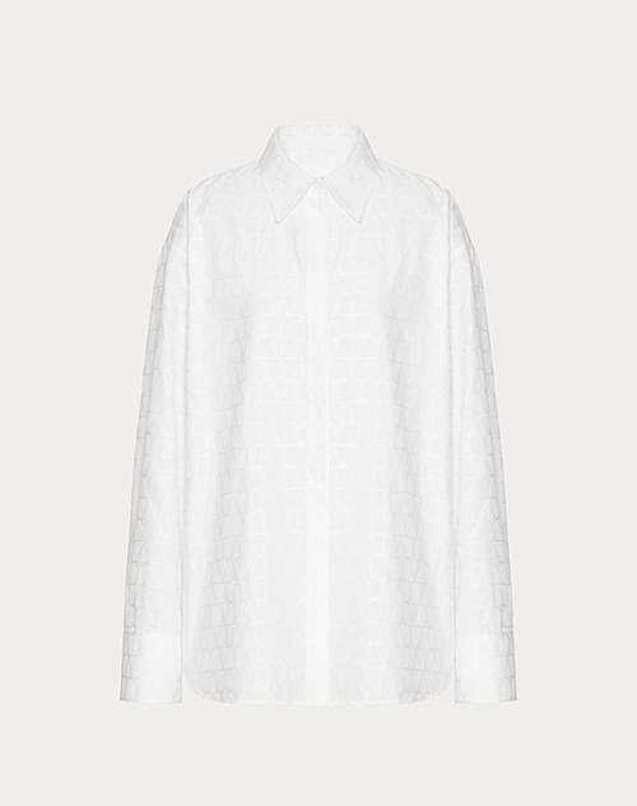 Valentino Toile Iconographe Cotton Popeline Jacquard Blouse | Shirts And Tops