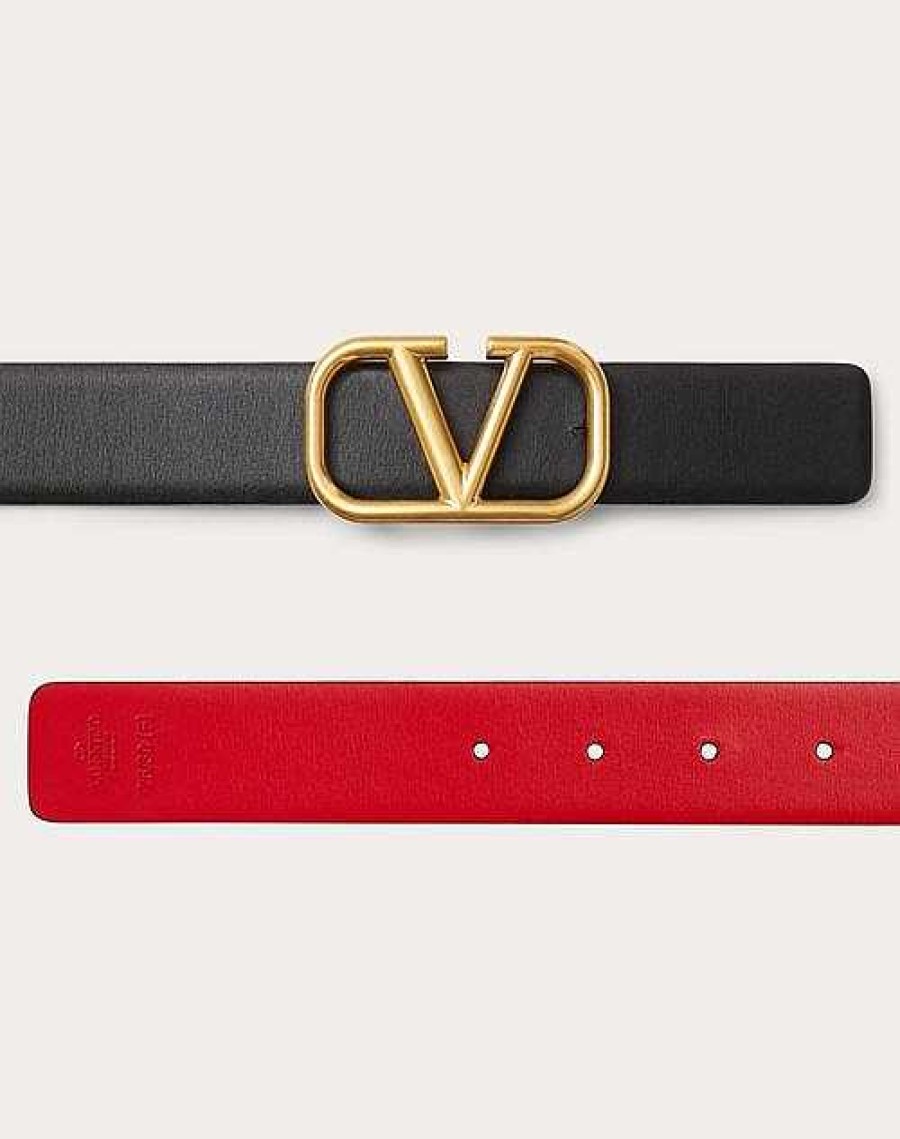 Valentino Reversible Vlogo Signature Belt In Glossy Calfskin 30 Mm | Belts