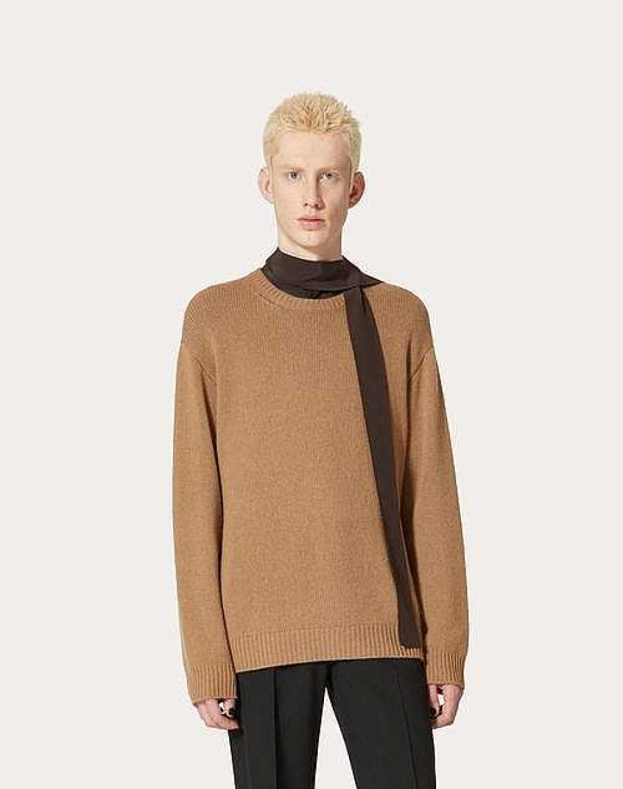 Valentino Cashmere Crewneck Sweater With Stud | Knitwear