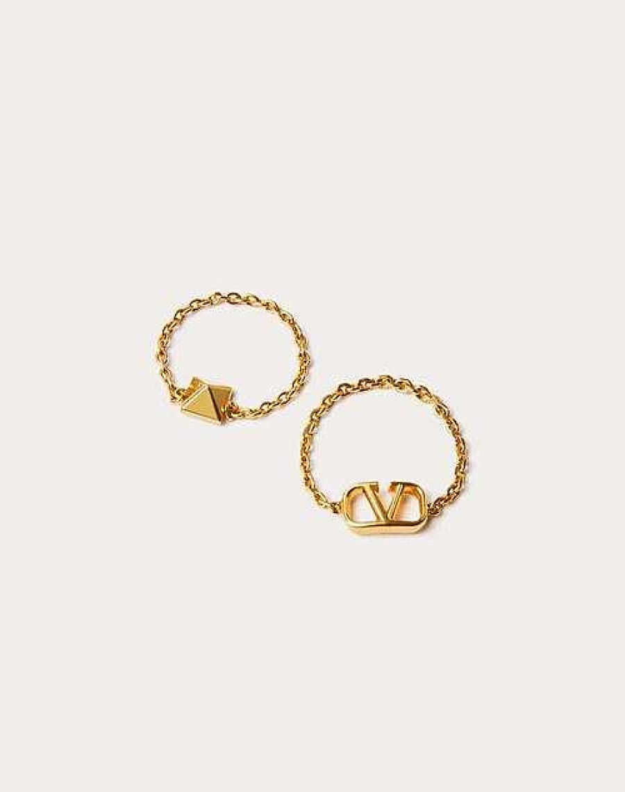 Valentino Mini Vlogo Signature Metal Ring Set | Jewelry