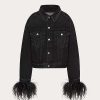 Valentino Embroidered Denim Jacket With Feathers | Denim