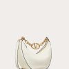 Valentino Small Vlogo Moon Hobo Bag In Grainy Calfskin With Chain | Shoulder Bags