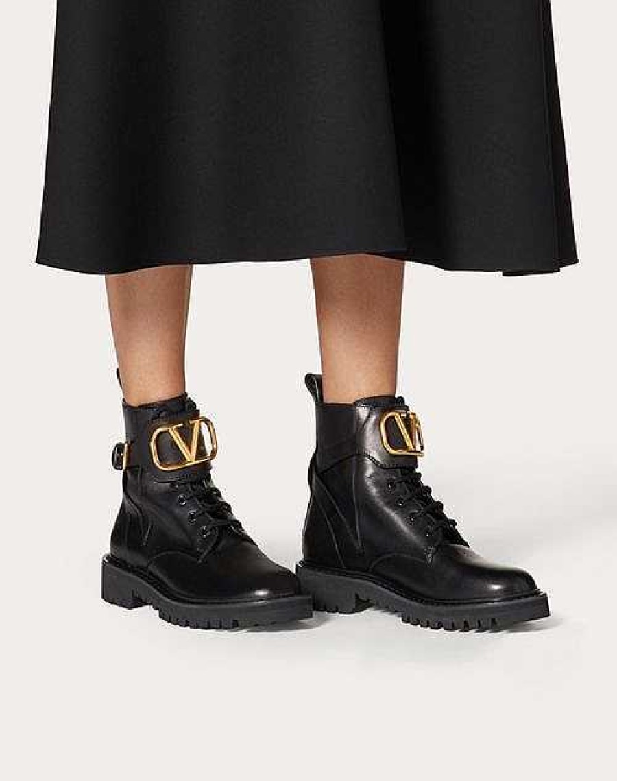 Valentino Vlogo Signature Calfskin Combat Boot 35Mm / .8 In. | Boots