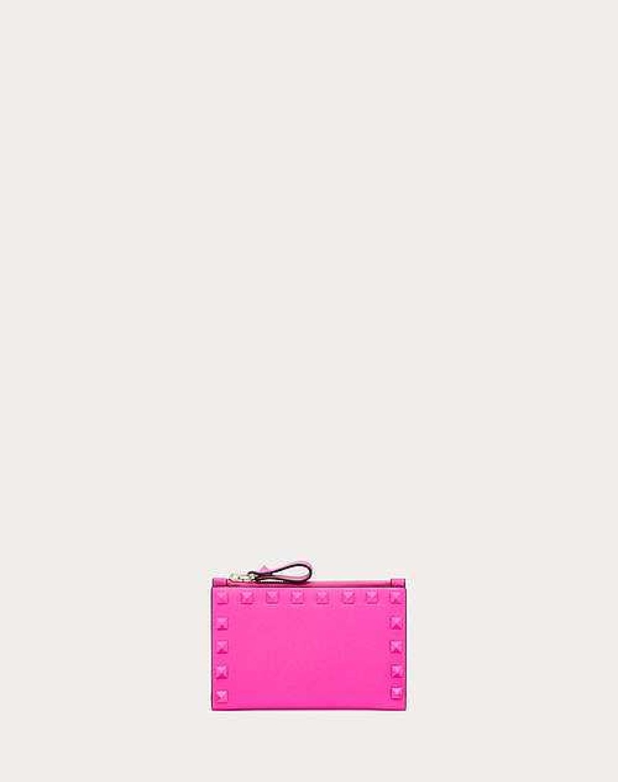 Valentino Rockstud Calfskin Cardholder With Zip | Wallets And Small Leather Goods