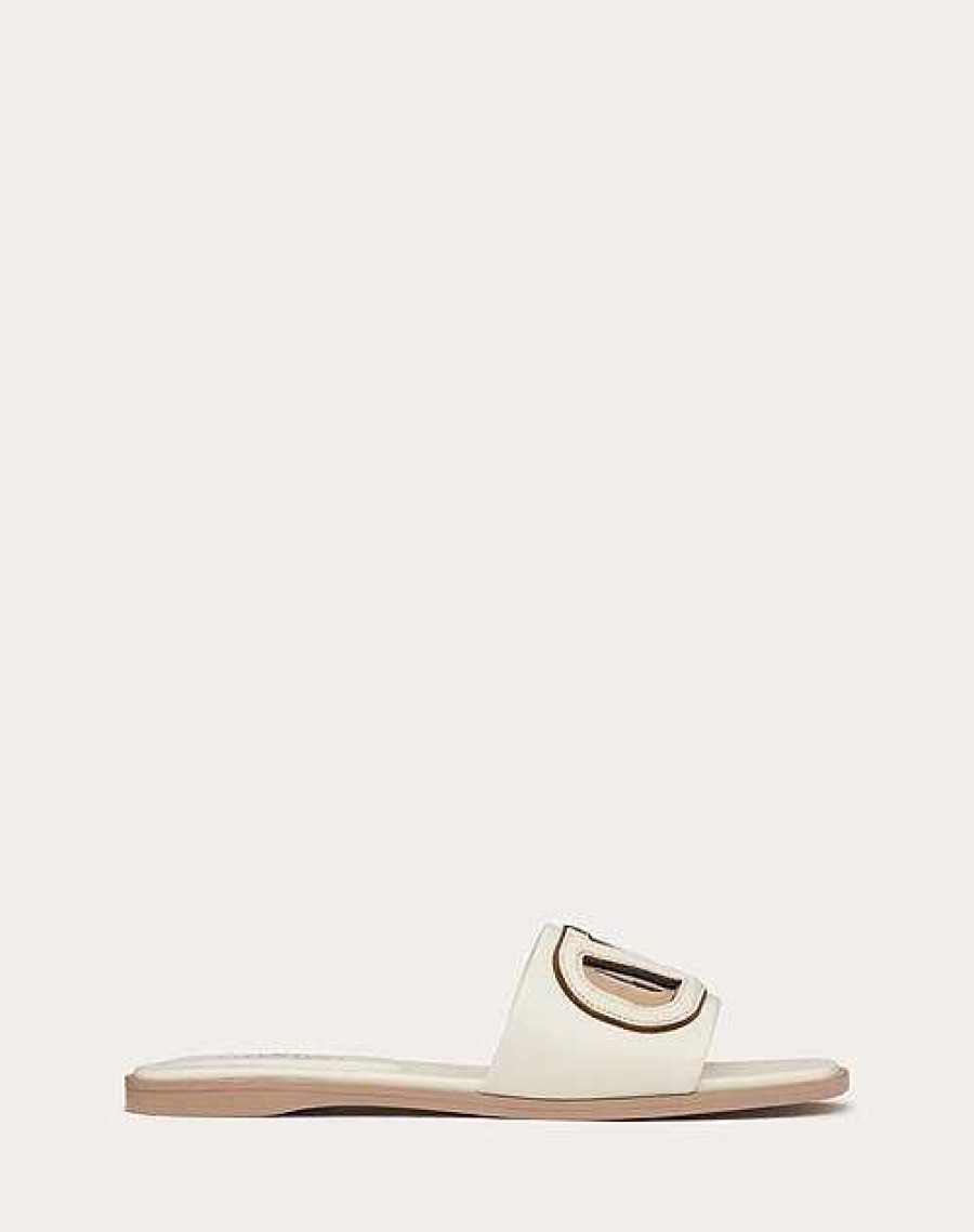 Valentino Vlogo Cut-Out Calfskin Slide Sandal | Slides And Thongs