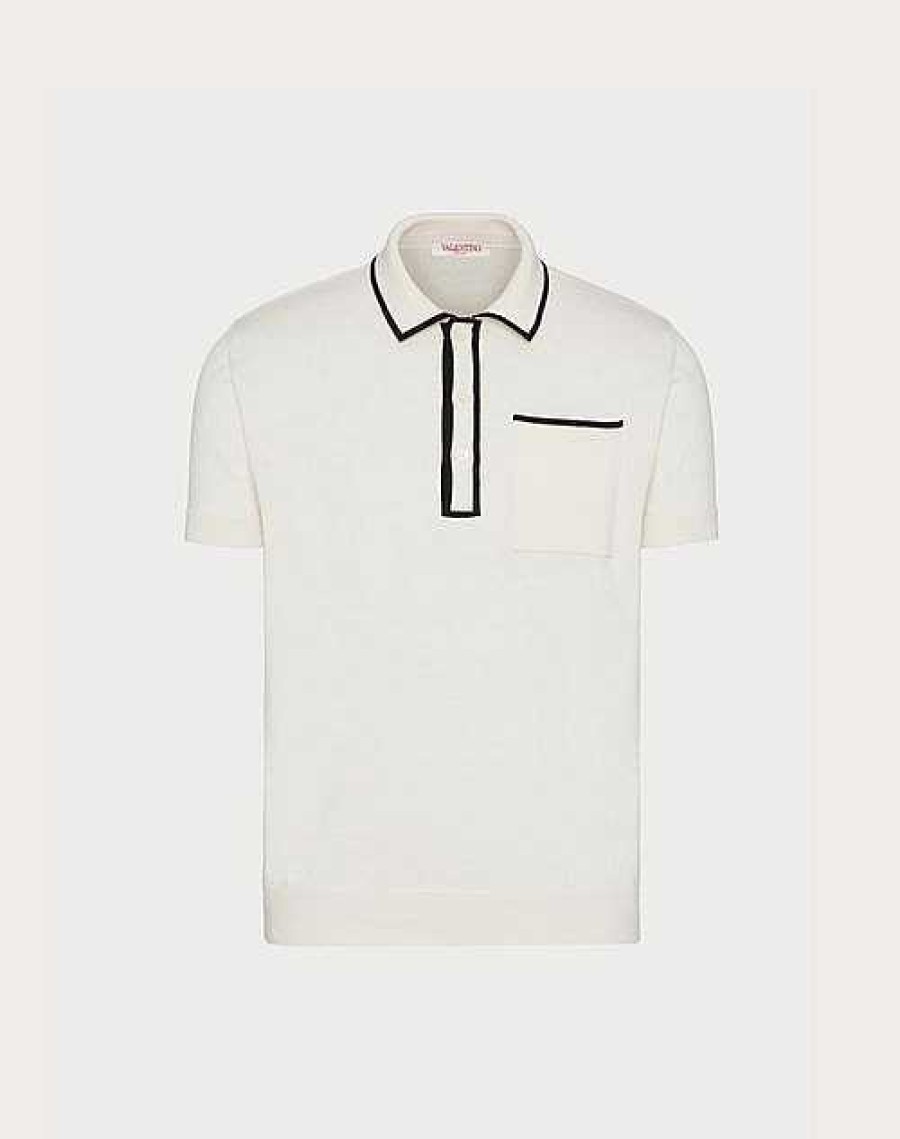 Valentino Cotton Polo Shirt With Signature Vlogo Embroidery | Knitwear