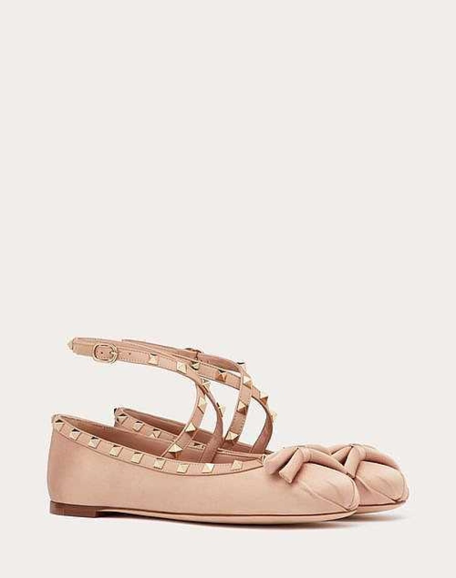 Valentino Rockstud Satin Ballerina | Ballerinas