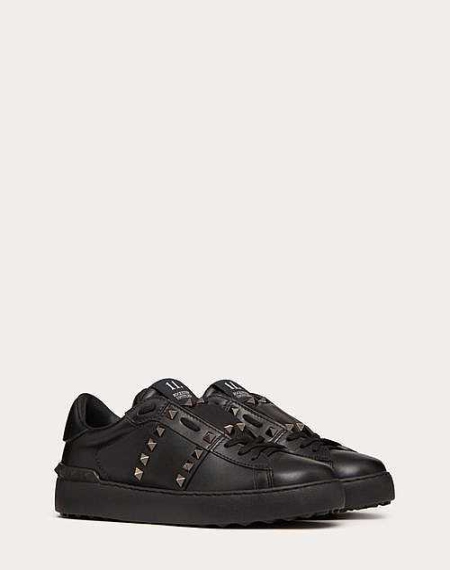 Valentino Rockstud Untitled Noir Calfskin Leather Sneaker | Sneakers