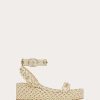 Valentino Rockstud Flatform Sandal In Laminated Nappa Leather 45Mm | Espadrilles And Wedges