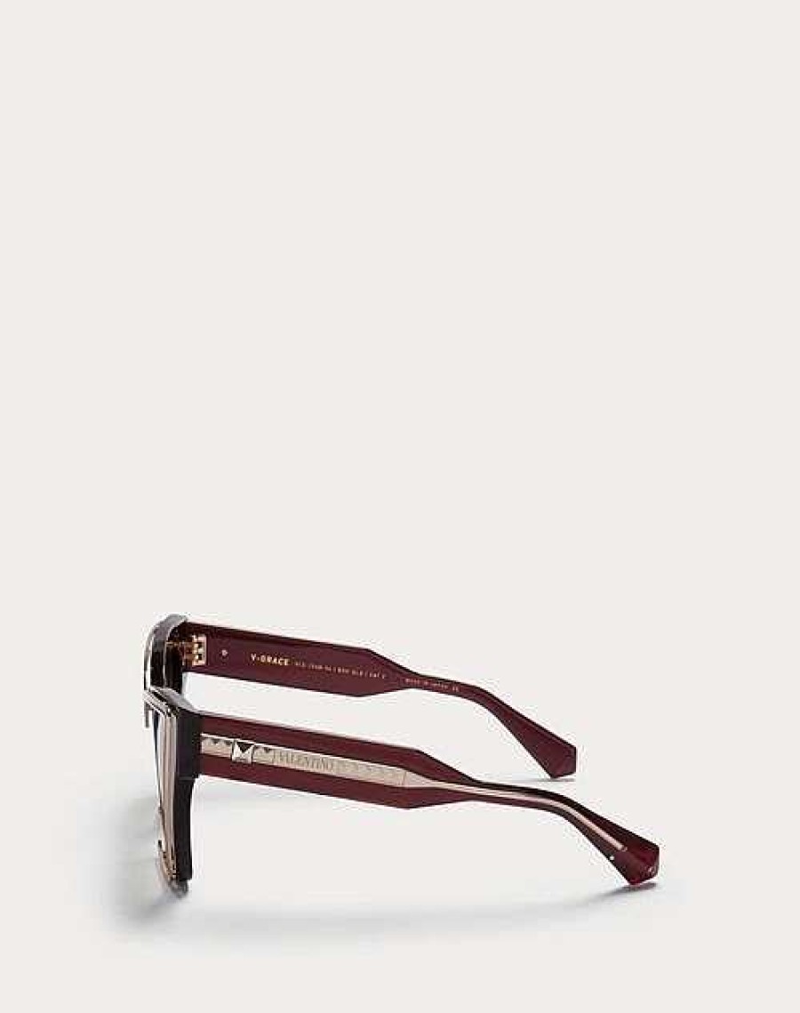 Valentino V - Grace Oversized Cateye Acetate Frame With Titanium Details | Eyewear