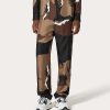 Valentino Silk Twill Pajama Pants With Valentino Flower Portrait Print | Pants And Shorts