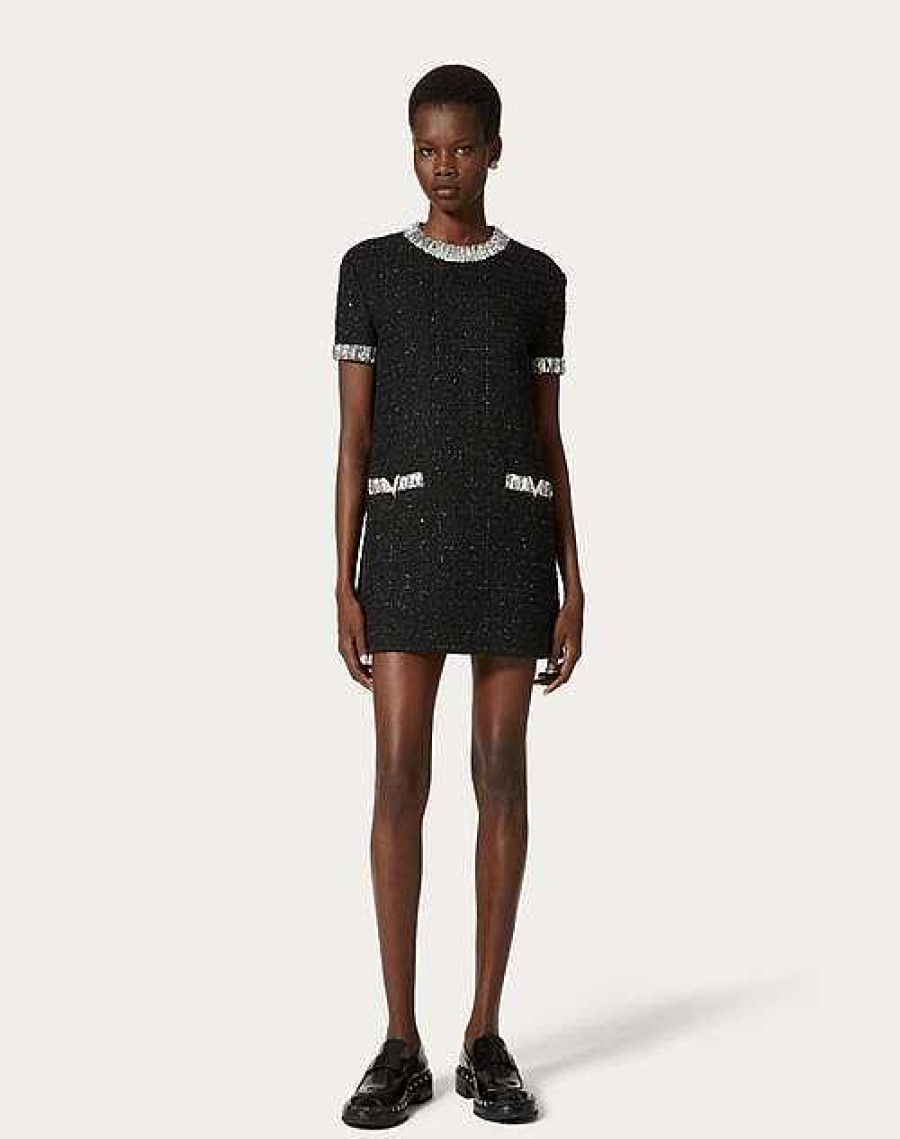 Valentino Embroidered Glaze Tweed Short Dress | Dresses