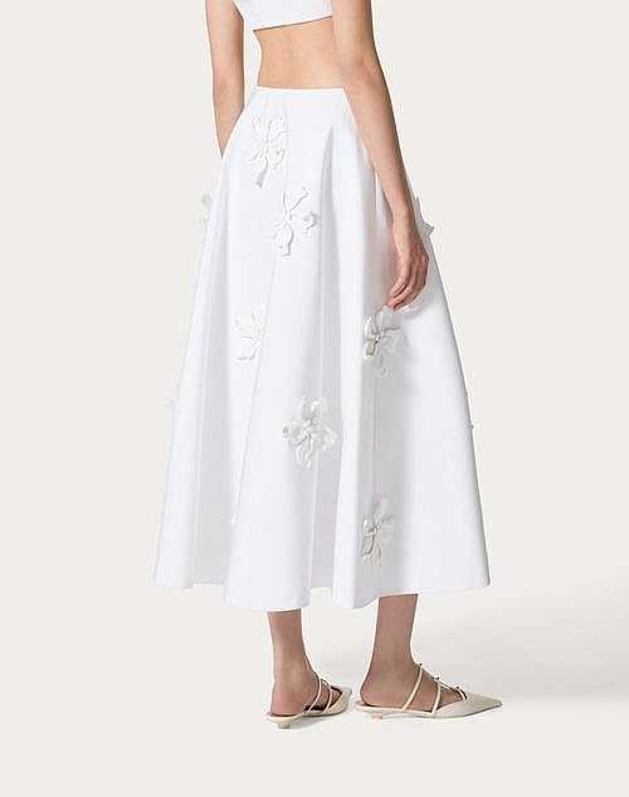 Valentino Embroidered Compact Popeline Midi Skirt | Skirts