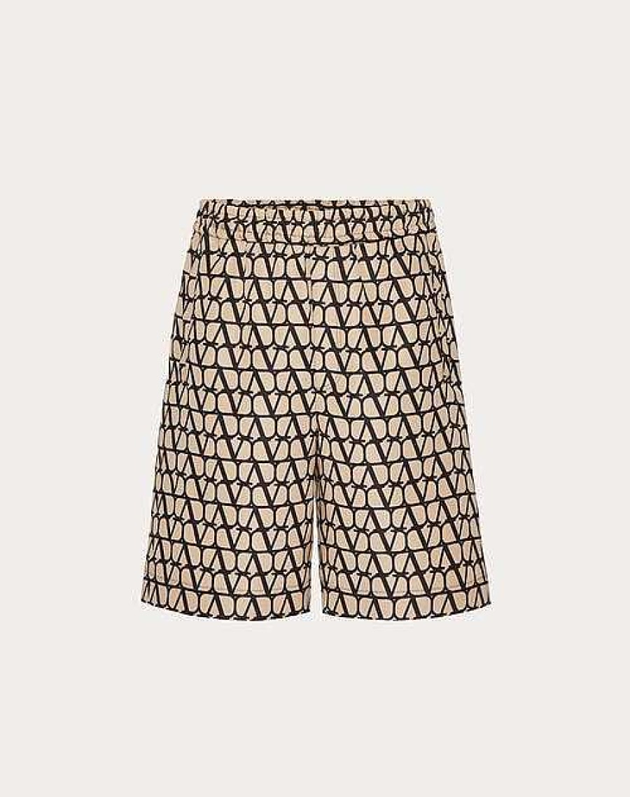 Valentino All-Over Toile Iconographe Print Silk Faille Bermuda Shorts | Pants And Shorts