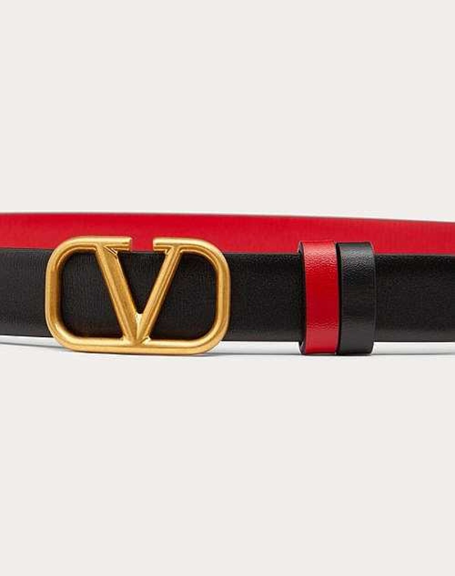 Valentino Reversible Vlogo Signature Belt In Glossy Calfskin 20 Mm | Belts