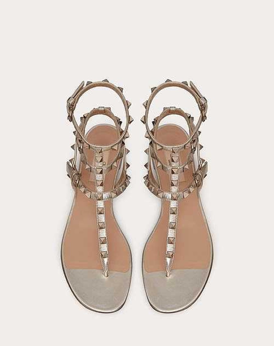 Valentino Rockstud Metallic Flat Flip-Flop Sandal | Sandals