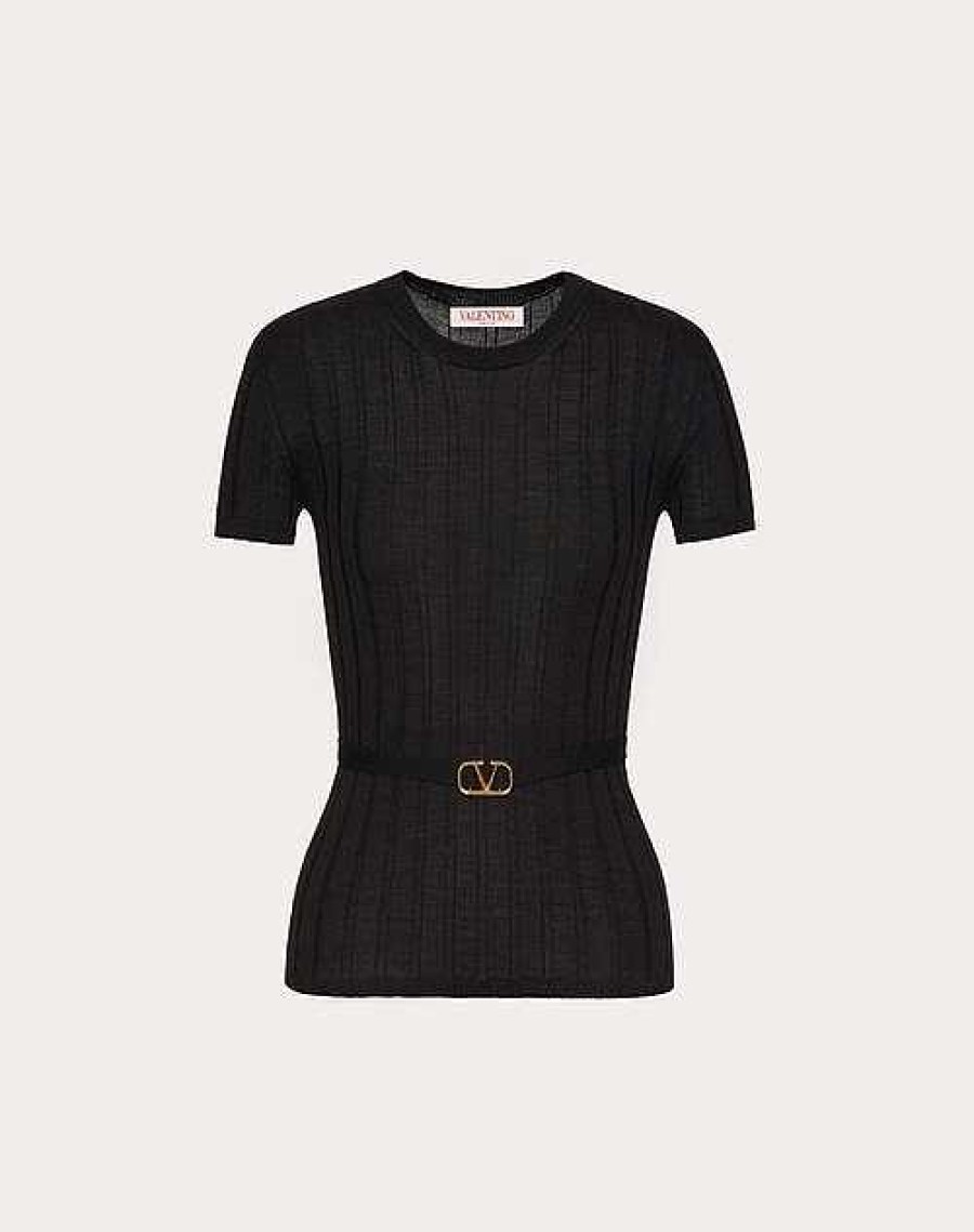 Valentino Wool Jumper With Vlogo Signature Belt Detail | Knitwear