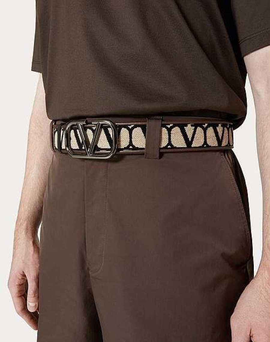 Valentino Toile Iconographe Belt With Leather Detailing | Belts