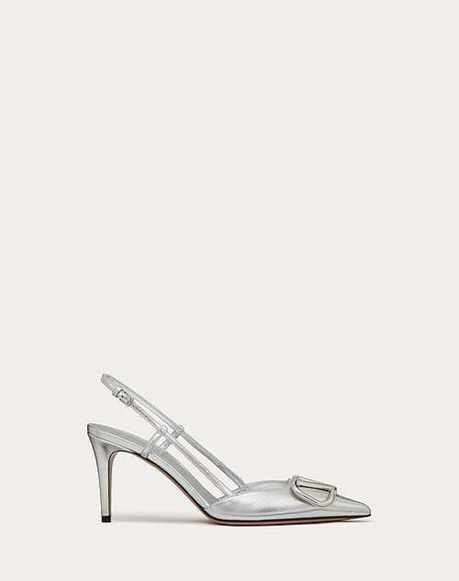 Valentino Vlogo Signature Slingback Pump In Laminated Nappa Leather 80Mm | Pumps