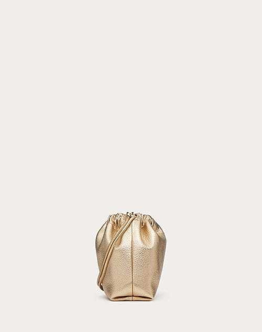 Valentino Vlogo Pouf Metallic Leather Mini Bucket Bag | Shoulder Bags