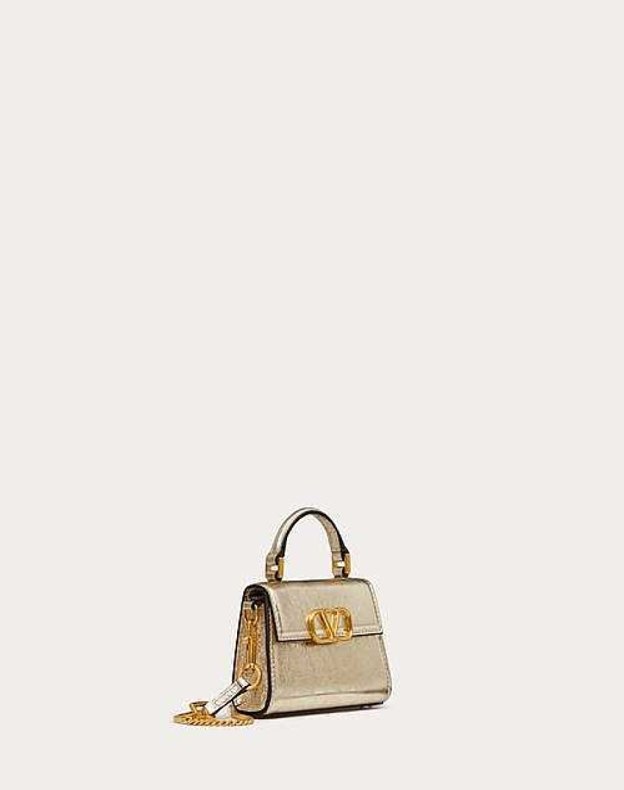 Valentino Micro Vsling Handbag In Metallic Calfskin | Shoulder Bags